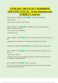 UWSP REL 100 EXAM 2- BUDDHISM  UPDATED ACTUAL   Exam Questions and  CORRECT Answers 
