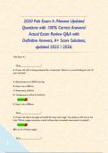 2020 Pals Exam A &sol;Newest Updated Questions with 100&percnt; Correct Answers&sol; Actual Exam Review Q&A with Definitive Answers&comma; A&plus; Score Solutions&comma; updated 2025 &sol; 2026&period;  