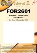 FOR2601 Assignment 1 (COMPLETE ANSWERS) Semester 2 2025  - DUE  August 2025