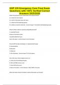 HHP 235 Emergency Care Final Exam Questions with 100&percnt; Verified Correct Answers 2025&sol;2026