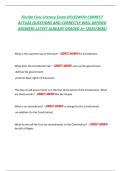Florida Civic Literacy Exam &lpar;FCLE&rpar;WITH CORRECT  ACTUAL QUESTIONS AND CORRECTLY WELL DEFINED  ANSWERS LATEST ALREADY GRADED A&plus; &lpar;2025&sol;2026&rpar;