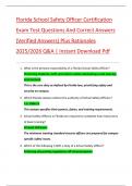 Florida School Safety Officer Certification  Exam Test Questions And Correct Answers  &lpar;Verified Answers&rpar; Plus Rationales  2025&sol;2026 Q&A &vert; Instant Download Pdf