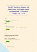 NC BLET State Exam Questions and Answers Latest 2023 Newest Update &lpar;Verified Answers&rpar; 432 Questions &lpar;updated 2025 &sol; 2026&period;     