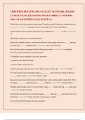 CERTIFIED HEALTHCARE FACILITY MANAGER 2025&sol;2026 LATEST STUDY QUESTIONS WITH CORRECT ANSWERS 100&percnt; GUARANTEED PASS &vert; RATED A&plus;