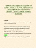 Speech-Language Pathology &lpar;SLP&rpar; Praxis Exam V1 &lpar;Latest Update 2025 &sol; 2026&rpar; Questions & Answers &vert; Grade A &vert; 100&percnt; Correct &lpar;Verified Solutions&rpar;