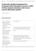 Construction Quality Management for Contractors EXAM Questions & Answers &vert; 100&percnt; Verified solutions &vert;Questions with Correct Answers 2025 latest update&excl;&excl;