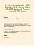 Speech-Language Pathology &lpar;SLP&rpar; Praxis Test Review &lpar;Latest Update 2025 &sol; 2026&rpar; Questions & Answers &vert; Grade A &vert; 100&percnt; Correct