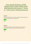 Clean Needle Technique &lpar;CNT&rpar; Written Exam &lpar;Latest Update 2025&sol; 2026&rpar; Questions & Answers &vert; Grade A &vert; 100&percnt; Correct &lpar;Verified Solutions&rpar;