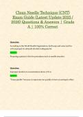 Clean Needle Technique &lpar;CNT&rpar; Exam Guide &lpar;Latest Update 2025 &sol; 2026&rpar; Questions & Answers &vert; Grade A &vert; 100&percnt; Correct