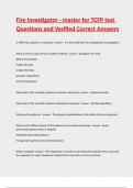 Fire Investigator - master for TCFP test Questions and Verified Correct Answers