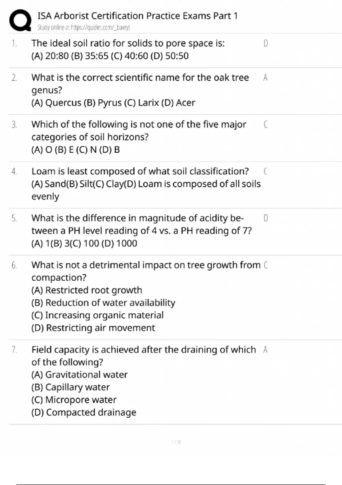 Soil Practical Test Questions ISA Arborist Practice Exam Part 1 (2024) | Tree Biology & Soil Science ...