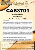 CAS3701 Assignment 4 &lpar;COMPLETE ANSWERS&rpar; 2025 - DUE 19 August 2025