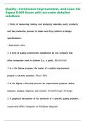 Quality&comma; Continuous Improvement&comma; and Lean Six Sigma D469 Exam with accurate detailed solutions 