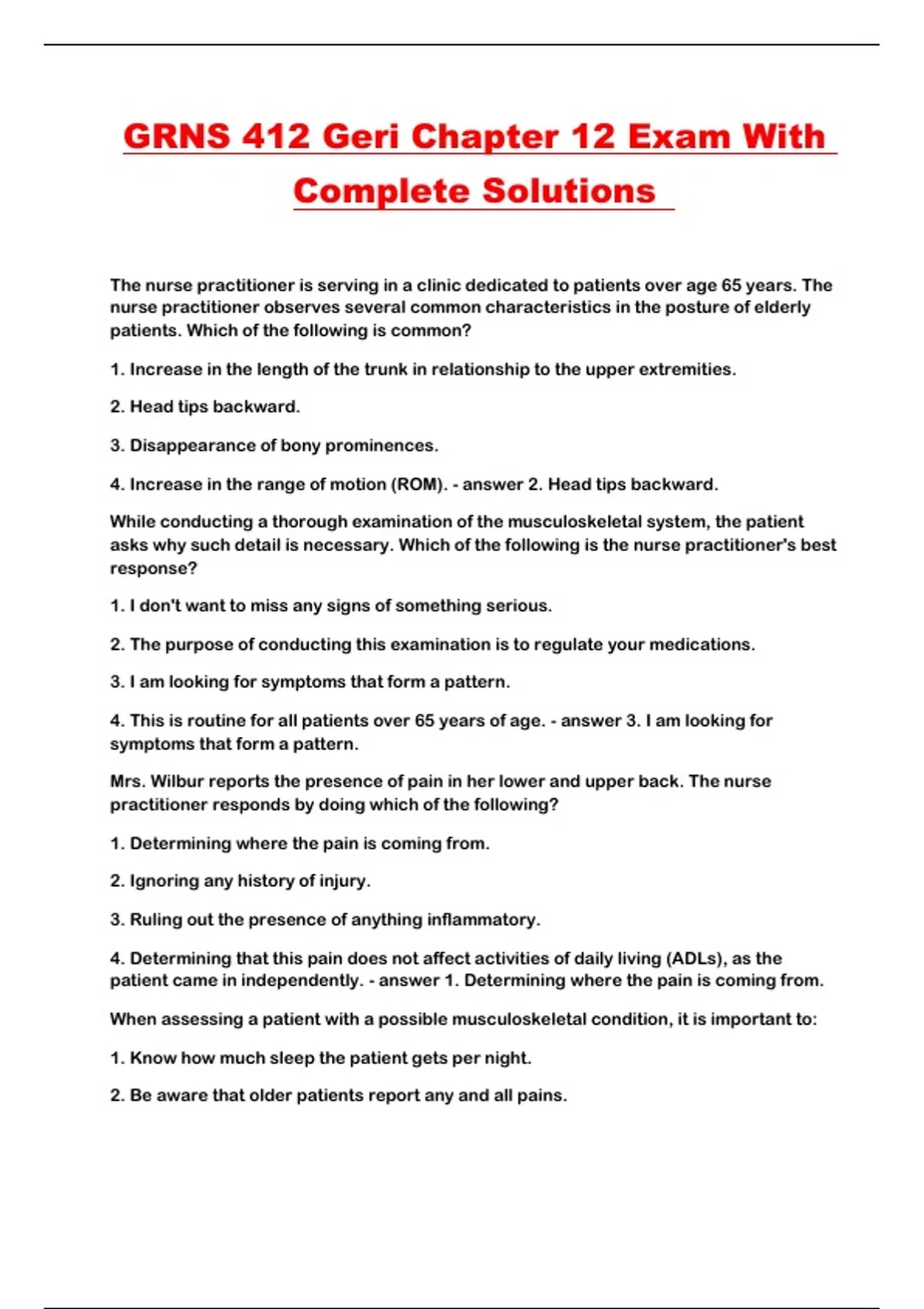 GRNS 412 Geri Chapter 12 Exam With Complete Solutions - GRNS 412 ...