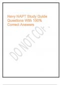 Navy NAPT Study Guide Questions With 100&percnt; Correct Answers