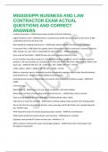 MISSISSIPPI BUSINESS AND LAW CONTRACTOR EXAM ACTUAL QUESTIONS AND CORRECT ANSWERS