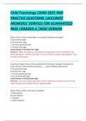 Child Psychology EXAM 2025 AND  PRACTICE QUESTIONS &vert;ACCURATE   ANSWERS&vert; VERIFIED FOR GUARANTEED  PASS &vert;GRADED A &vert;NEW VERSION 