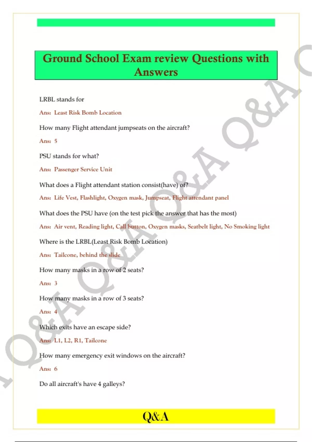 Way Ground Redemption Question Ground School Exam review Questions with Answers - Ground School ...