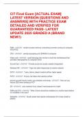 CIT Final Exam -ACTUAL EXAM- LATEST VERSION -QUESTIONS AND ANSWERS- WITH PRACTICE EXAM