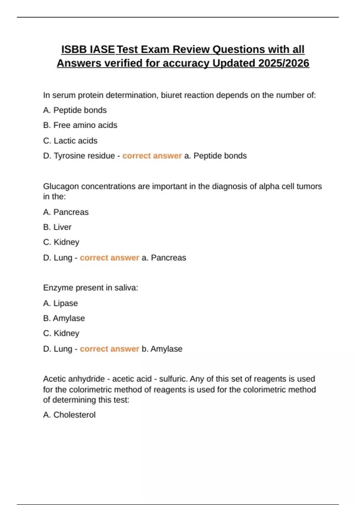 ISBB IASE Test Exam Review Questions with all Answers verified for ...