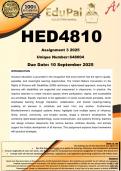HED4810 Assignment 3 &lpar;COMPLETE ANSWERS&rpar; 2025 &lpar;648004&rpar; - DUE 10 September 2025