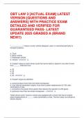 OBT 3 EXAM QUESTIONS &lbrack;ACTUAL EXAM&rsqb; LATEST VERSION  &lbrack;QUESTIONS AND ANSWERS&rsqb; WITH PRACTICE EXAM DETAILED AND  VERIFIED FOR GUARANTEED PASS- LATEST UPDATE 2025 GRADED  A &lpar;BRAND NEW&excl;&excl;&rpar;