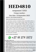 HED4810 Assignment 3 &lpar;COMPLETE ANSWERS&rpar; 2025 - DUE 10 September 2025