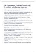 VA Contractors&colon; Virginia &lpar;Class A or B&rpar; Questions with Correct Answers