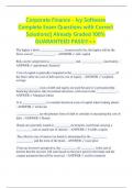 Corporate Finance - Ivy Software Complete Exam Questions with Correct Solutions&vert;&vert; Already Graded 100&percnt; GUARANTEED PASS&excl;&excl;&excl;