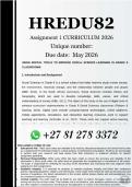 HREDU82 Assignment 1 CURRICULUM &lpar;COMPLETE ANSWERS&rpar; 2026 - DUE May 2026