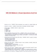 NR 215 Midterm 1 Exam Questions And Correct Answers