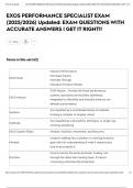 EXOS PERFORMANCE SPECIALIST EXAM &lpar;2025&sol;2026&rpar; Updated&colon; EXAM QUESTIONS WITH ACCURATE ANSWERS &vert; GET IT RIGHT&excl;&excl;