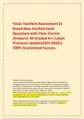 Texas Teachers Assessment 6&vert; Brand New Verified Exam Questions with Clear Correct Answers&vert; All Graded A&plus;&vert; Latest Premium Update&lpar;2025-2026&rpar;&vert; 100&percnt; Guaranteed Success&period;