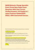 NASM Behavior Change Specialist Exam&vert; Brand New Expert Exam Questions With Clear Correct Verified Answers&vert; All Graded A&plus;&vert; Latest Premium Update&lpar;2025-2026&rpar;&vert; 100&percnt; Guaranteed Success&period;