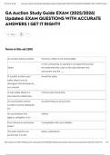 GA Auction Study Guide EXAM &lpar;2025&sol;2026&rpar; Updated&colon; EXAM QUESTIONS WITH ACCURATE ANSWERS &vert; GET IT RIGHT&excl;&excl;