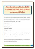 Navy Expeditionary Warfare &lpar;EXW&rpar; Common Core Exam 2025 Questions and Answers 100&percnt; Pass