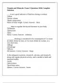 Vitamin and Minerals- Exam 3 Questions With Complete Solutions