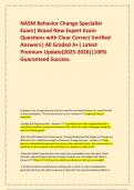  NASM Behavior Change Specialist Exam&vert; Brand New Expert Exam Questions with Clear Correct Verified Answers&vert; All Graded A&plus;&vert; Latest Premium Update&lpar;2025-2026&rpar;&vert;100&percnt; Guaranteed Success&period;