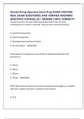 Florida Pump Operator Exam Prep EXAM &lpar;TESTING REAL EXAM QUESTIONS&rpar; AND VERIFIED ANSWERS &lpar;MULTIPLE CHOICES&rpar; &vert;A&plus; GRADED &vert;100&percnt; CORRECT&excl;&excl;