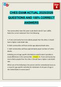 CHES EXAM ACTUAL 2025&sol;2026 QUESTIONS AND 100&percnt; CORRECT ANSWERS