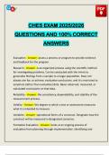 CHES EXAM 2025&sol;2026 QUESTIONS AND 100&percnt; CORRECT ANSWERS