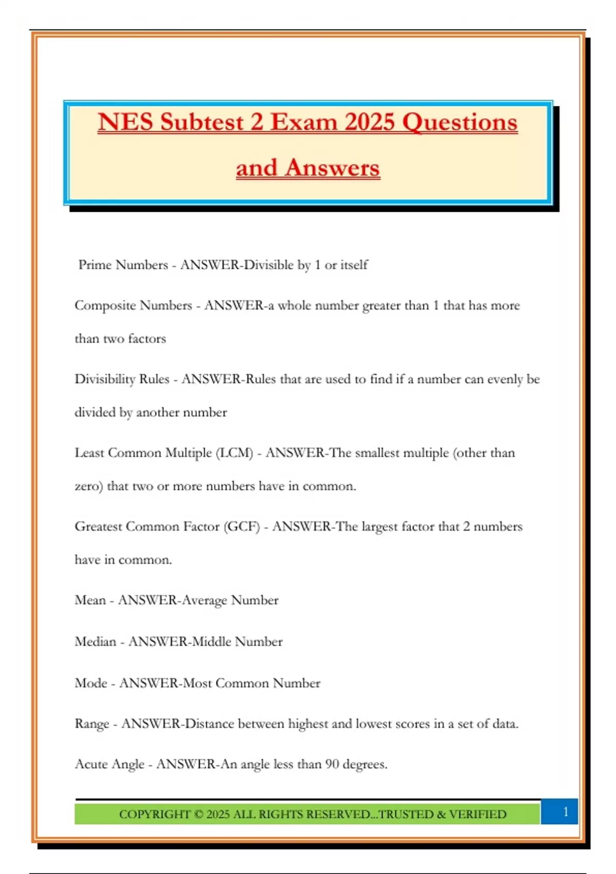 NES Subtest 2 Exam 2025 Questions and Answers - NES Elementary ...