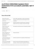 ALAT EXAM &lpar;2025&sol;2026&rpar; Updated&colon; EXAM QUESTIONS WITH ACCURATE ANSWERS &vert; GET IT RIGHT&excl;&excl;