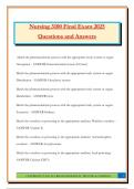 Nursing 3100 Final Exam 2025 Questions and Answers