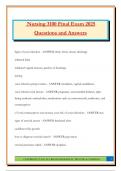 Nursing 3100 Final Exam 2025 Questions and Answers