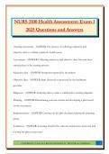 NURS 3100 Health Assessment&colon; Exam 1 2025 Questions and Answers