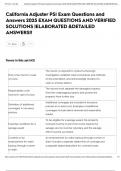 California Adjuster PSI Exam Questions and Answers 2025 EXAM QUESTIONS AND VERIFIED SOLUTIONS &vert;ELABORATED &DETAILED ANSWERS&excl;&excl;