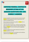 CERTIFIED FEDERAL CONTRACTS MANAGER &lpar;CFCM&rpar; ACTUAL 2025&sol;2026 QUESTIONS AND 100&percnt; CORRECT ANSWERS