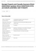 Georgia Property and Casualty Insurance EXAM &lpar;2025&sol;2026&rpar; Updated&colon; EXAM QUESTIONS WITH ACCURATE ANSWERS &vert; GET IT RIGHT&excl;&excl;