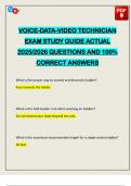 VOICE-DATA-VIDEO TECHNICIAN EXAM STUDY GUIDE ACTUAL 2025&sol;2026 QUESTIONS AND 100&percnt; CORRECT ANSWERS
